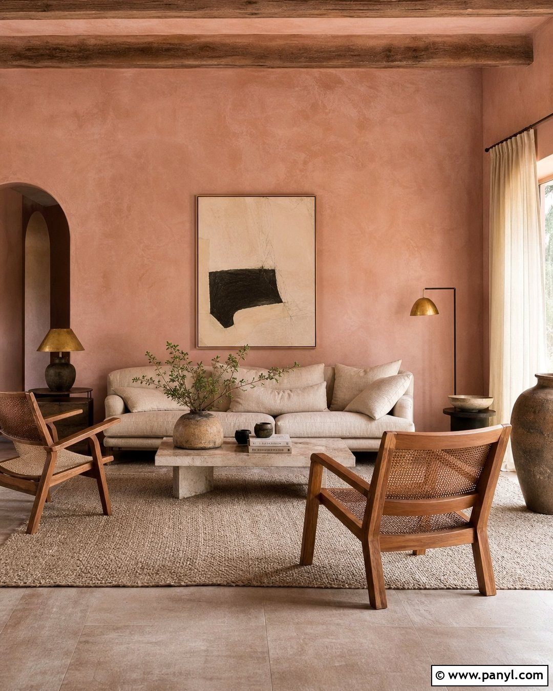 Pink Limewash Living Room Walls - 35 Pink Painted Walls