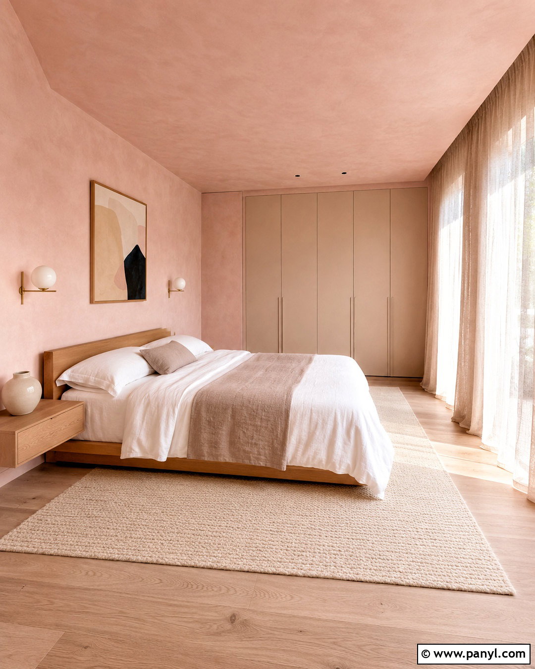 Pink Limewash Minimalist Bedroom - 40 Pink Limewash Wall Ideas