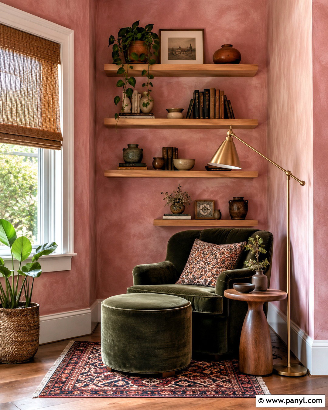 Pink Limewash Reading Nook - 40 Pink Limewash Wall Ideas