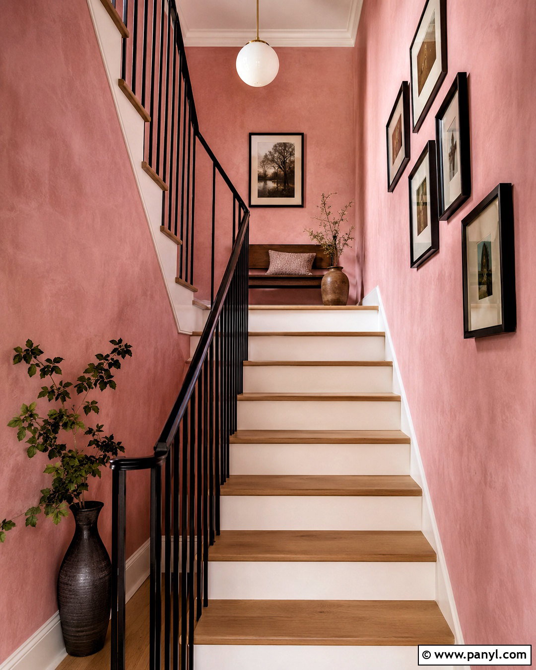 Pink Limewash Staircase - 40 Pink Limewash Wall Ideas