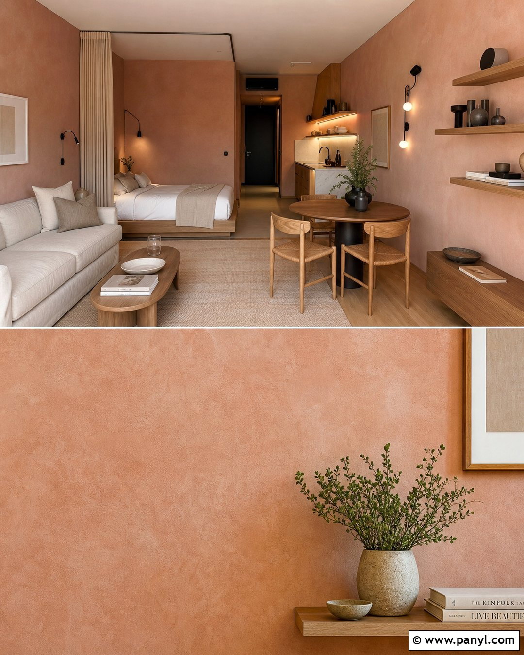 Pink Limewash Studio Apartment - 25 Limewash Pink Walls