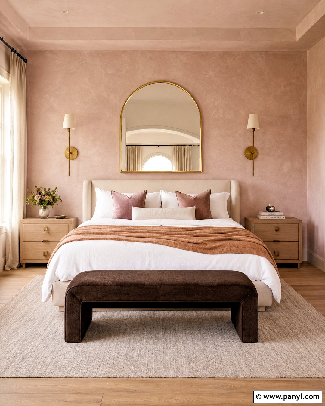 Pink Limewash With Brass Accents - 20 pink lime wash ideas