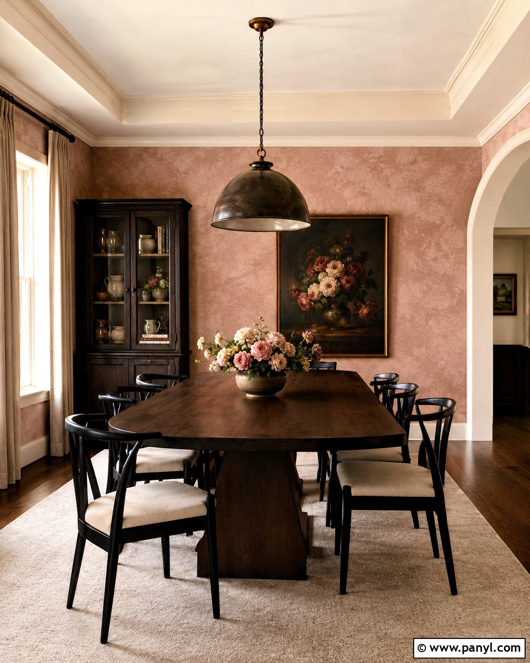Pink Limewash With Dark Wood - 20 pink lime wash ideas
