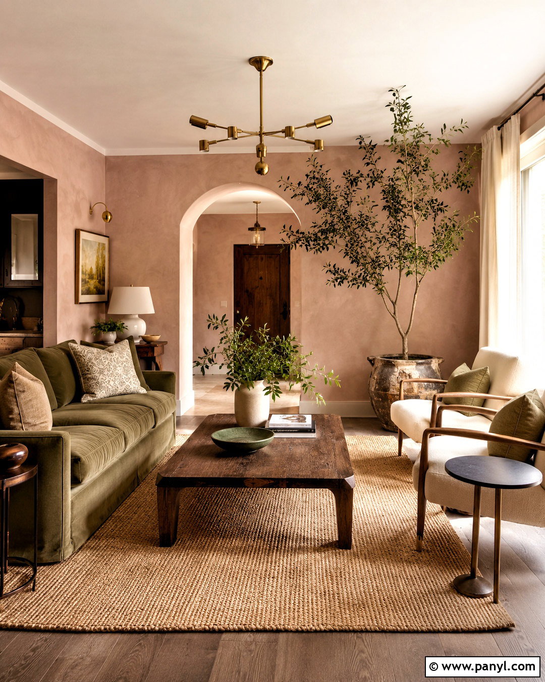 Pink Limewash With Olive Green - 20 pink lime wash ideas