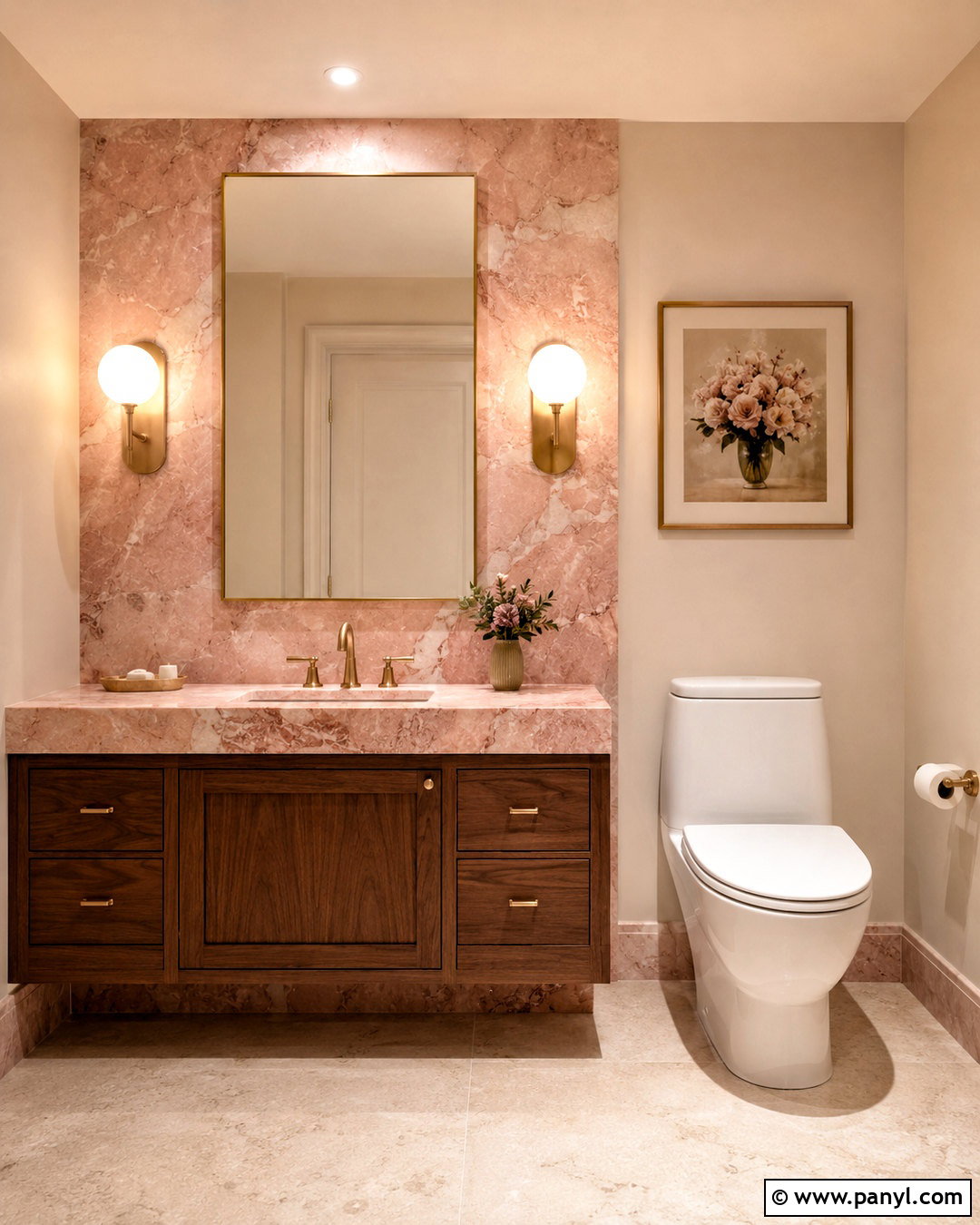 Pink Marble Toilet Room - 20 pink toilet room ideas