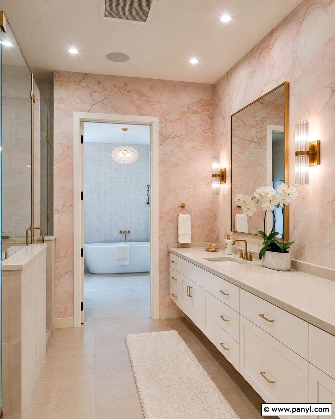 Pink Marble Wallpaper Bathroom - 25 Pink Wallpaper Bathroom Ideas