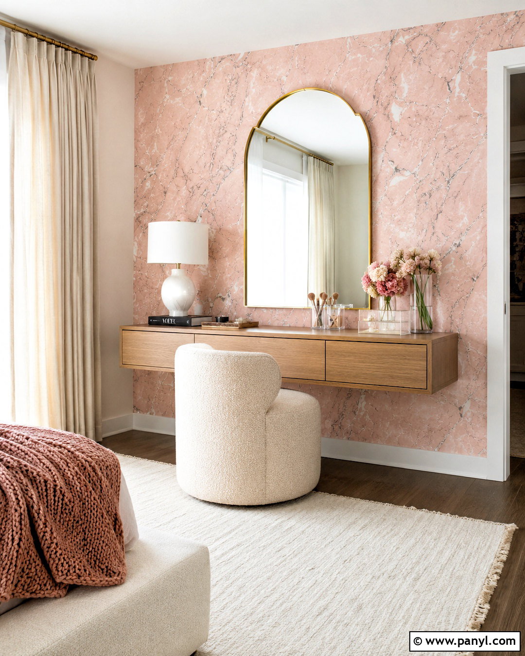 Pink Marble Wallpaper Vanity Area - 20 pink positive wallpaper ideas