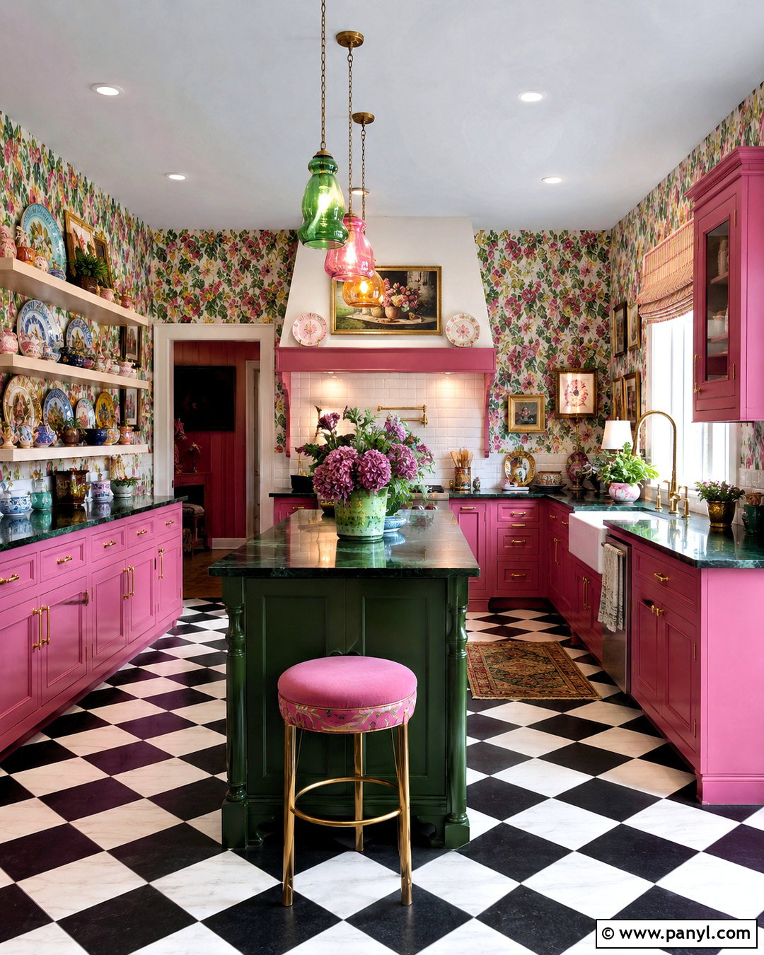 Pink Maximalist Kitchen - 20 pink kitchen designs