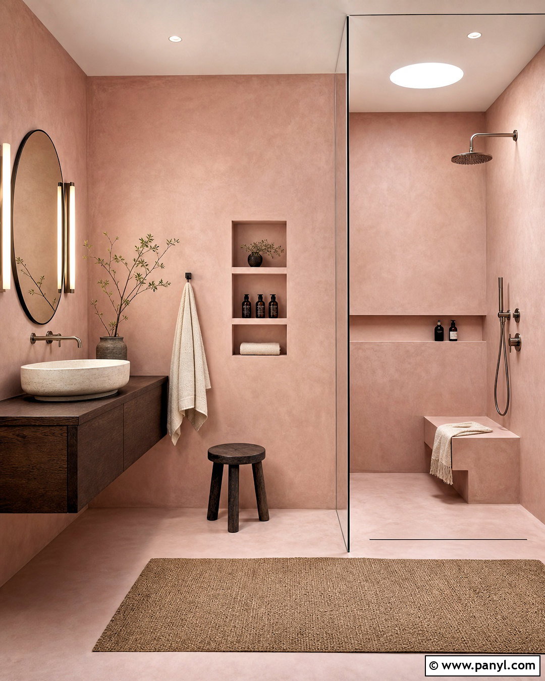 Pink Microcement Bathroom - 20 modern pink bathroom ideas