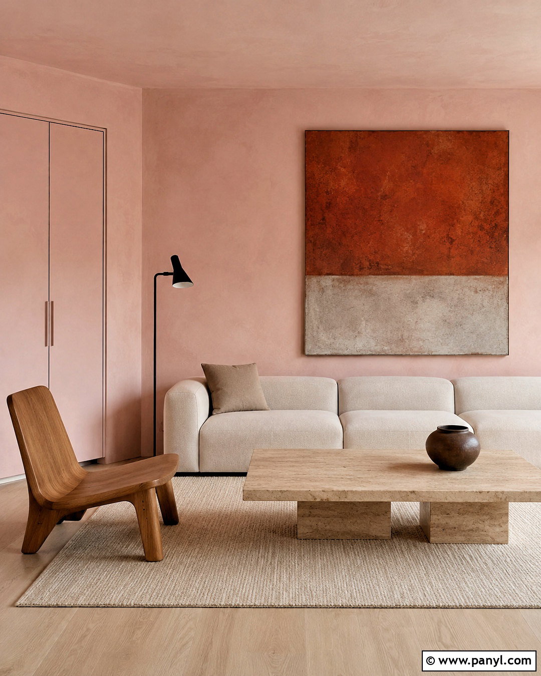Pink Minimalist Living Room - 20 pink colour room ideas