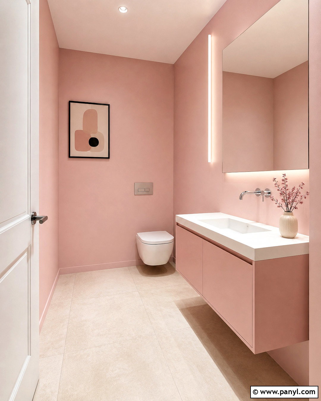 Pink Minimalist Toilet Room - 20 pink toilet room ideas