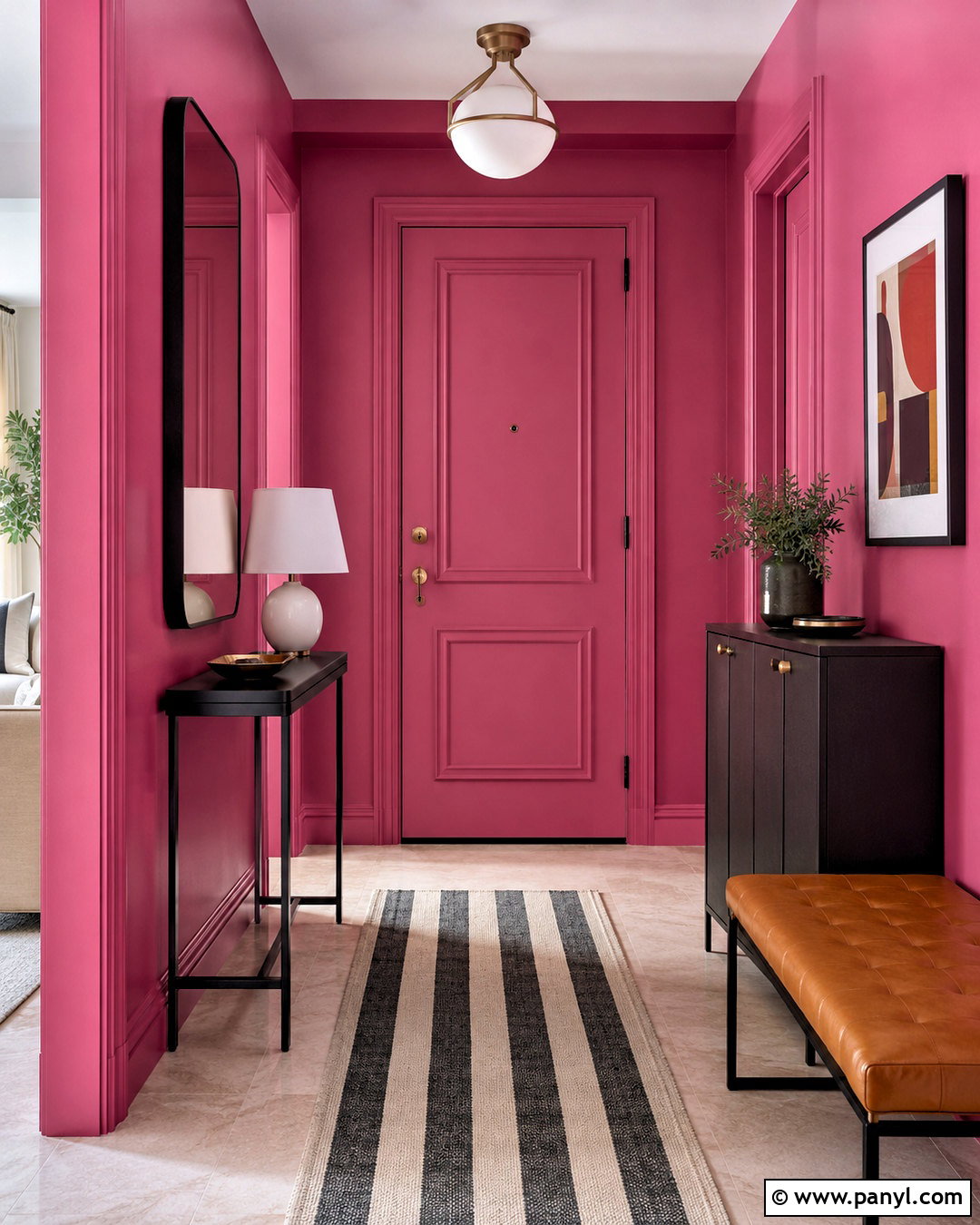 Pink Modern Entryway - 20 pink colour room ideas
