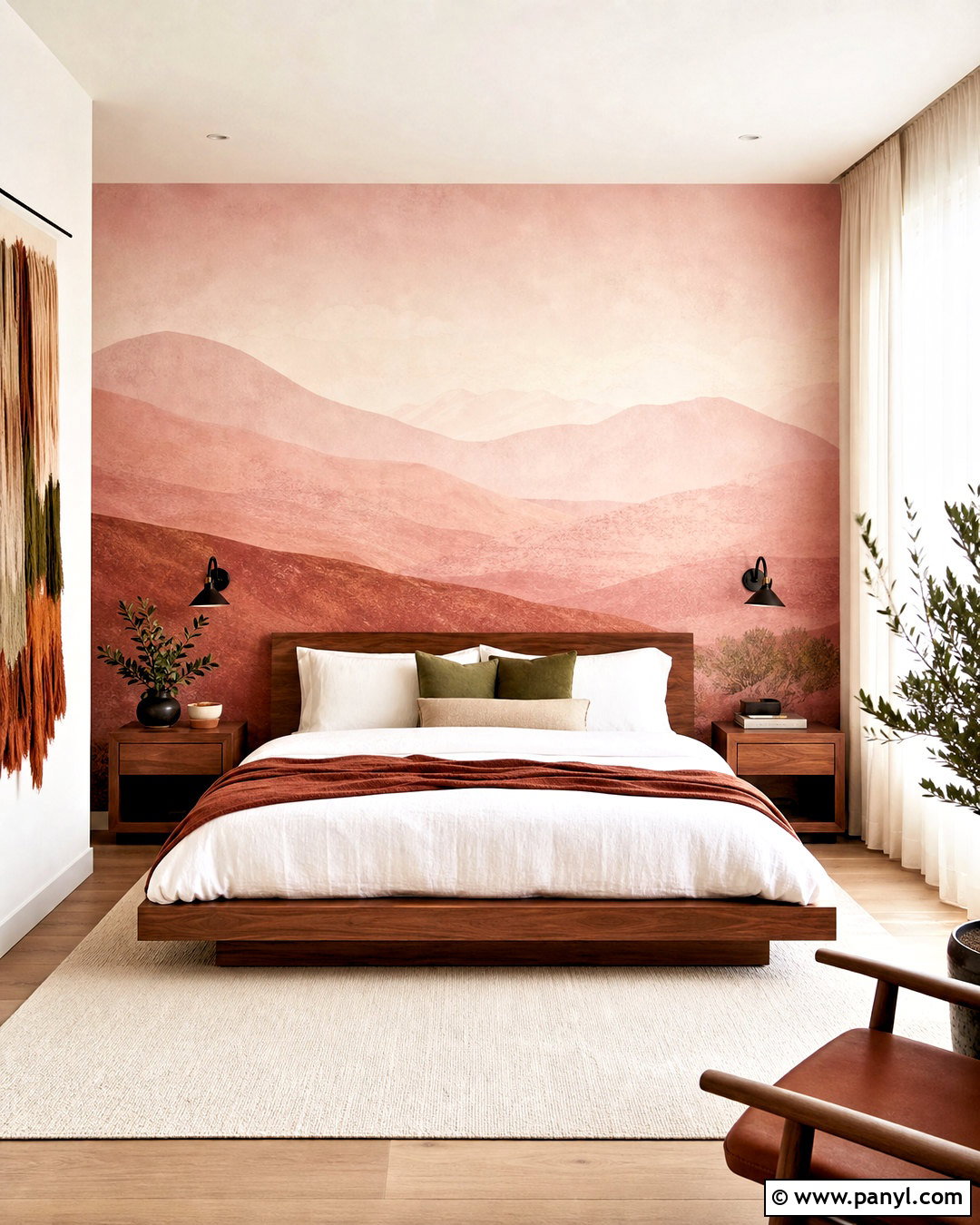 Pink Mural Bedroom Wall - 20 pink feature wall ideas