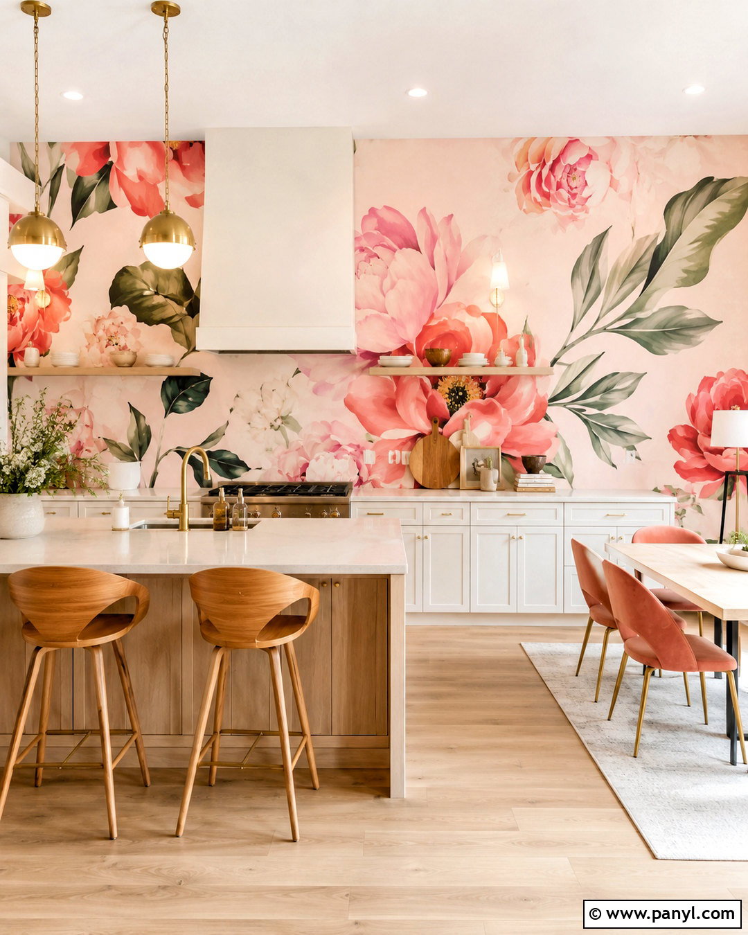 Pink Mural Kitchen Wallpaper - 20 pink kitchen wallpaper ideas