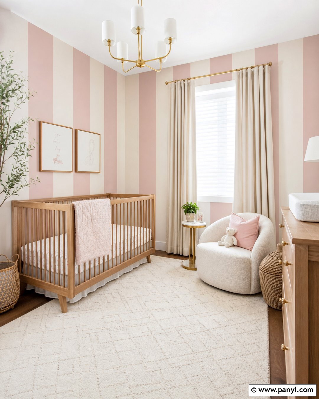 Pink Nursery Wall Paint Stripes - 30 Wall Lines Paint Stripes
