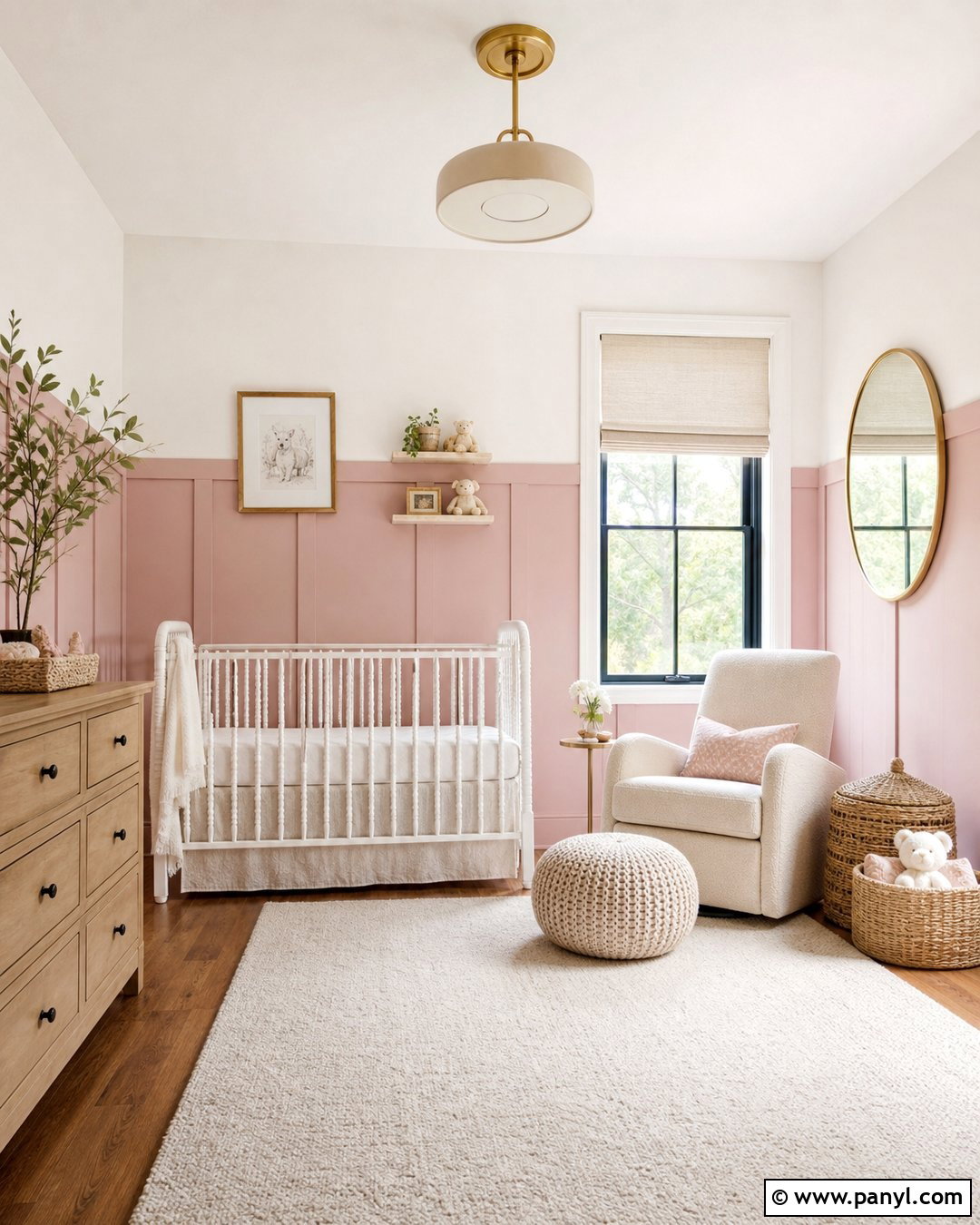 Pink Nursery With Board And Batten - 25 Pink Walls Nursery Ideas