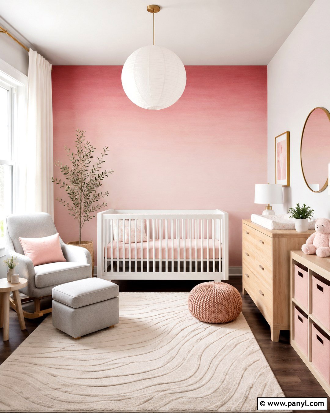 Pink Ombre Accent Wall - 20 Baby Girl Nursery Pink Accent Wall Ideas