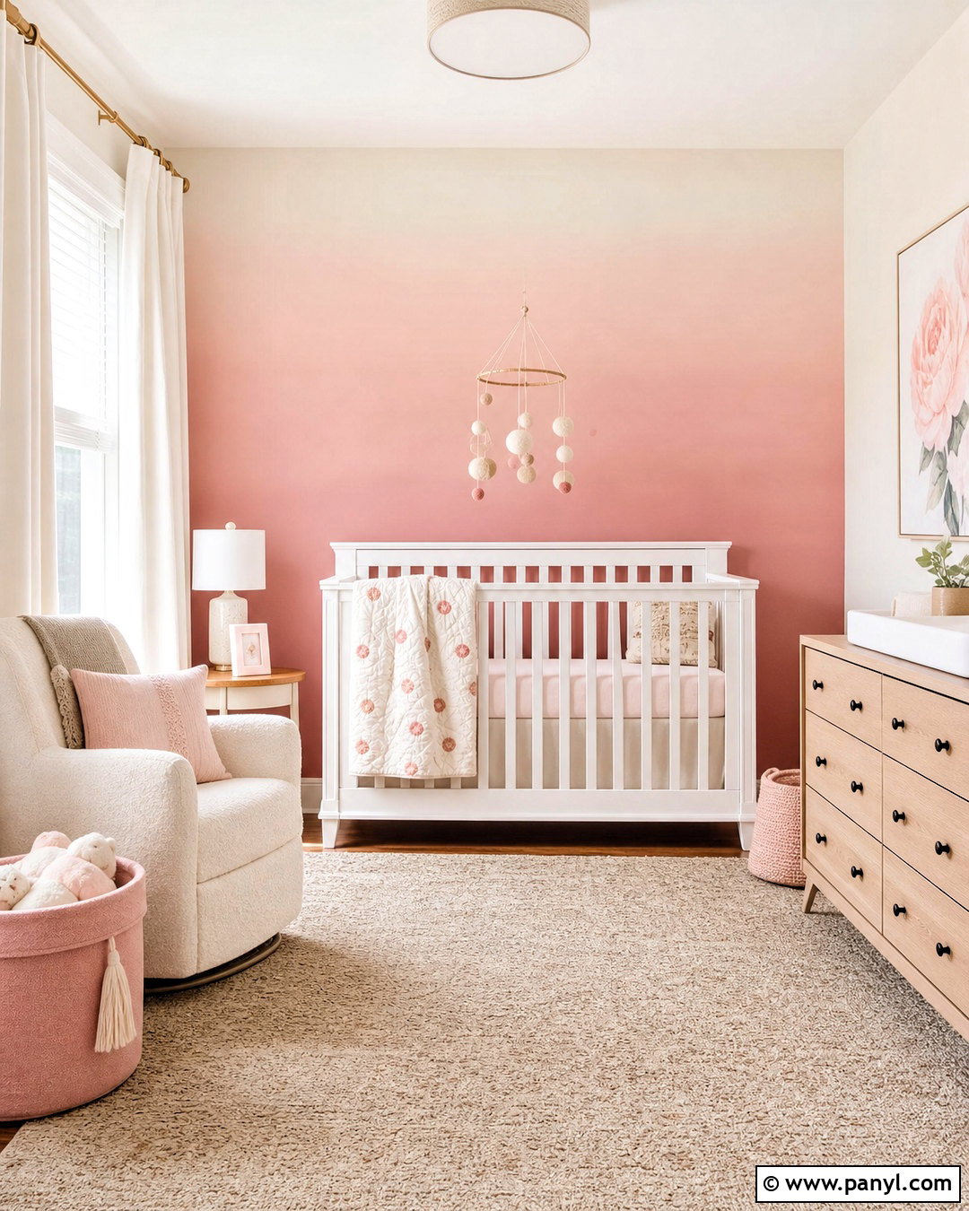 Pink Ombre Baby Girl Room - 20 baby girl room paint ideas