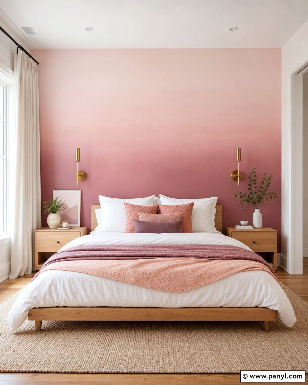 Pink Ombre Bedroom Accent Wall - 35 pink accent walls