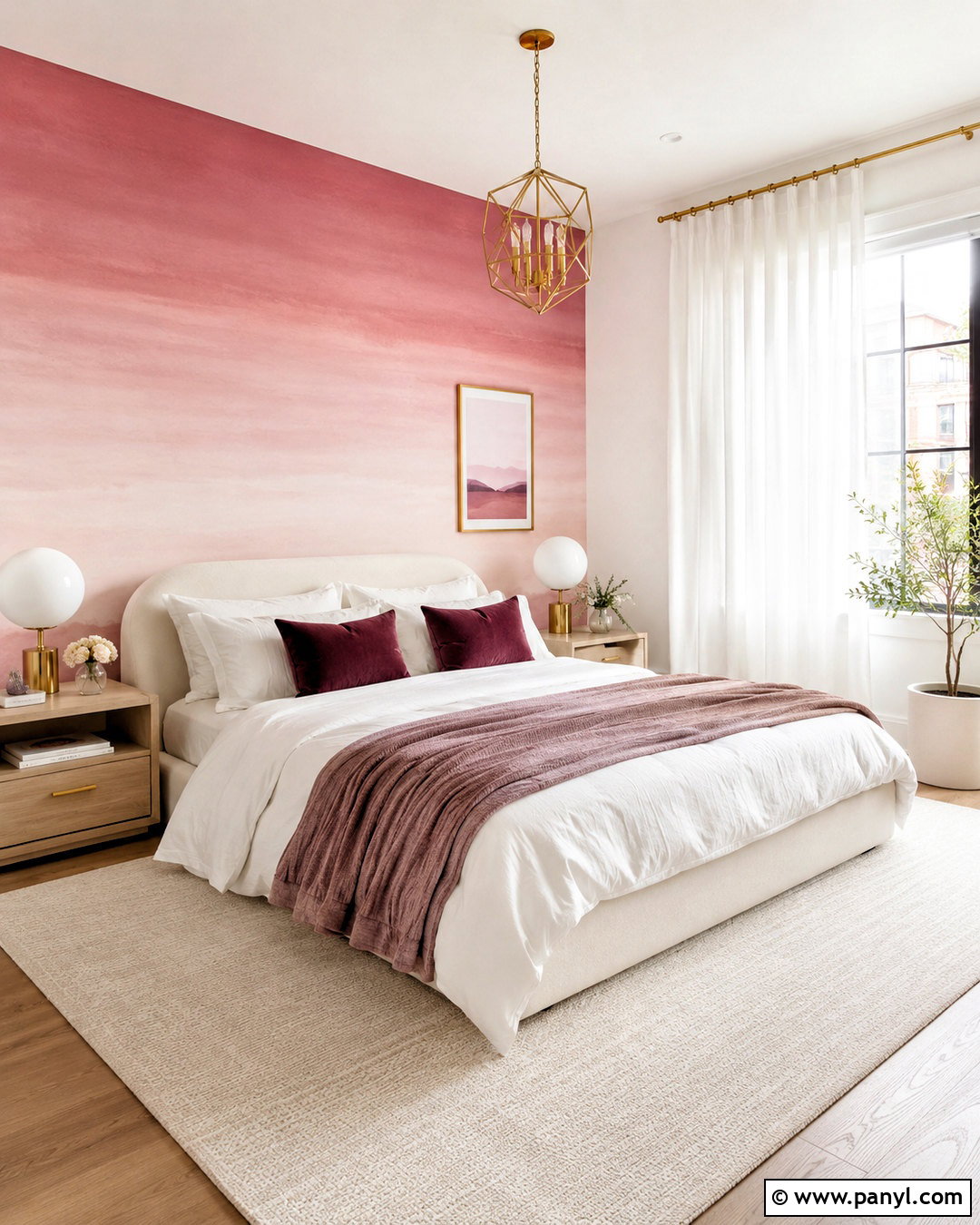 Pink Ombre Bedroom Wall - 20 pink and white walls