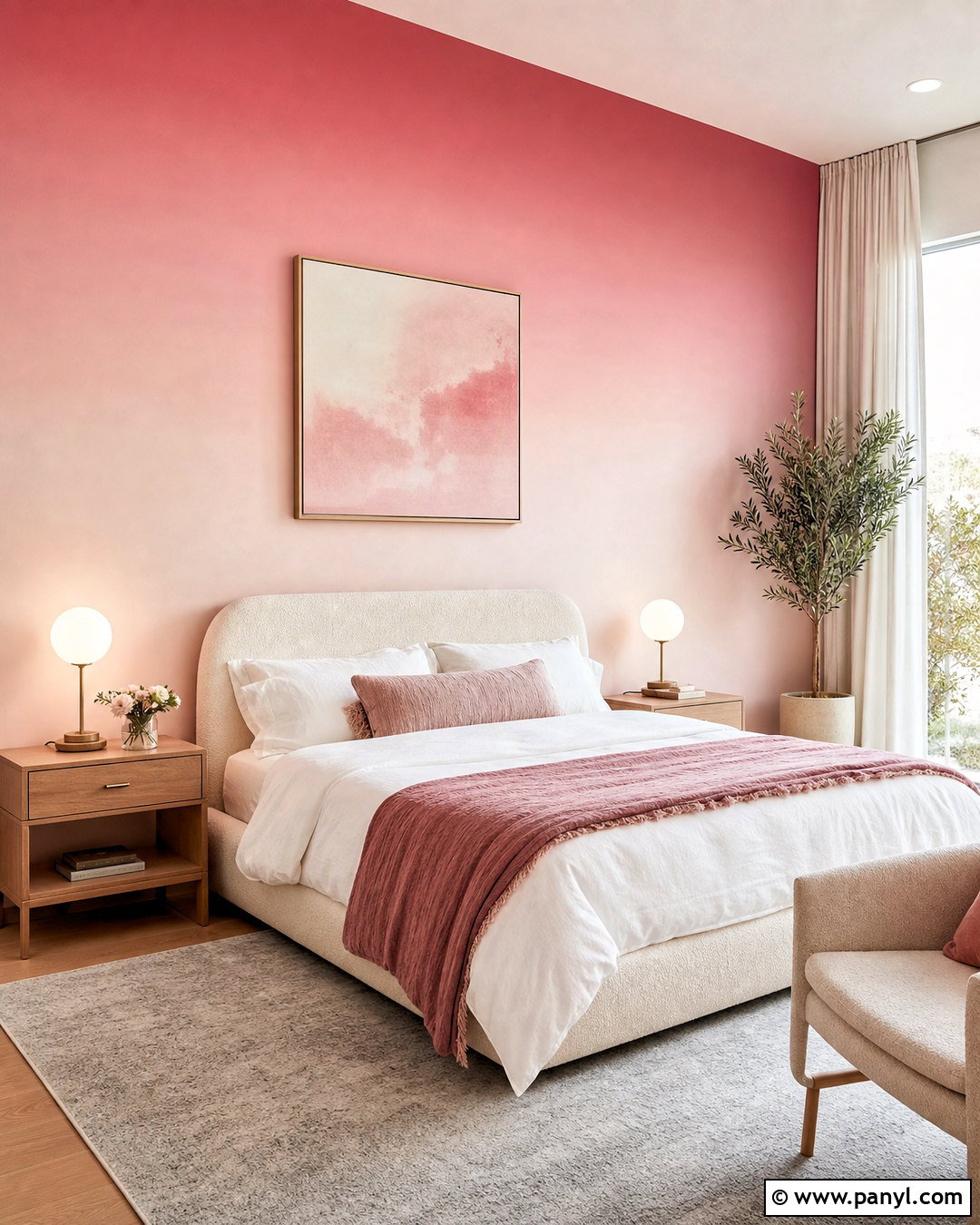 Pink Ombre Bedroom Wall - 20 pink feature wall ideas
