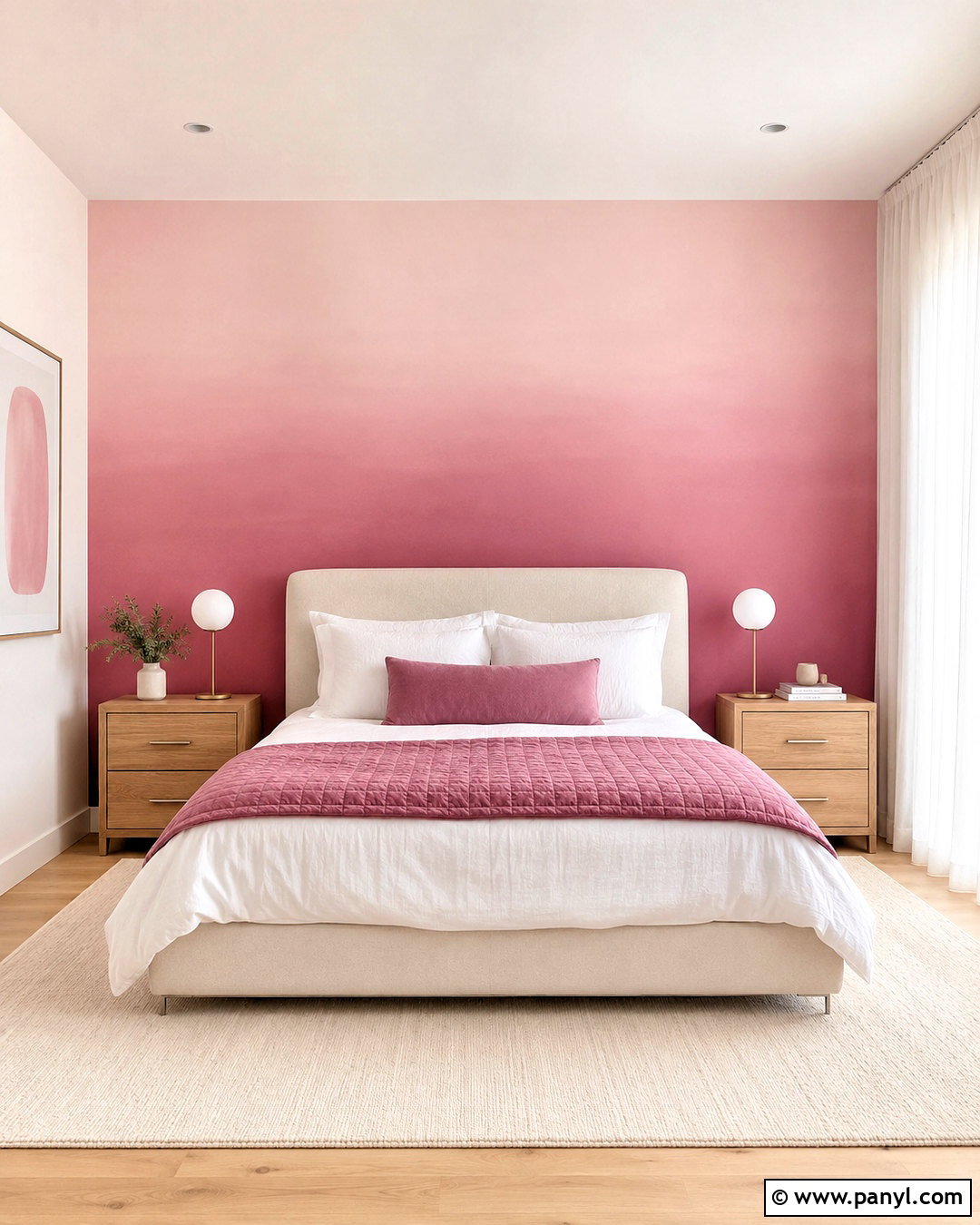 Pink Ombre Feature Wall - 20 pink feature wall bedroom ideas