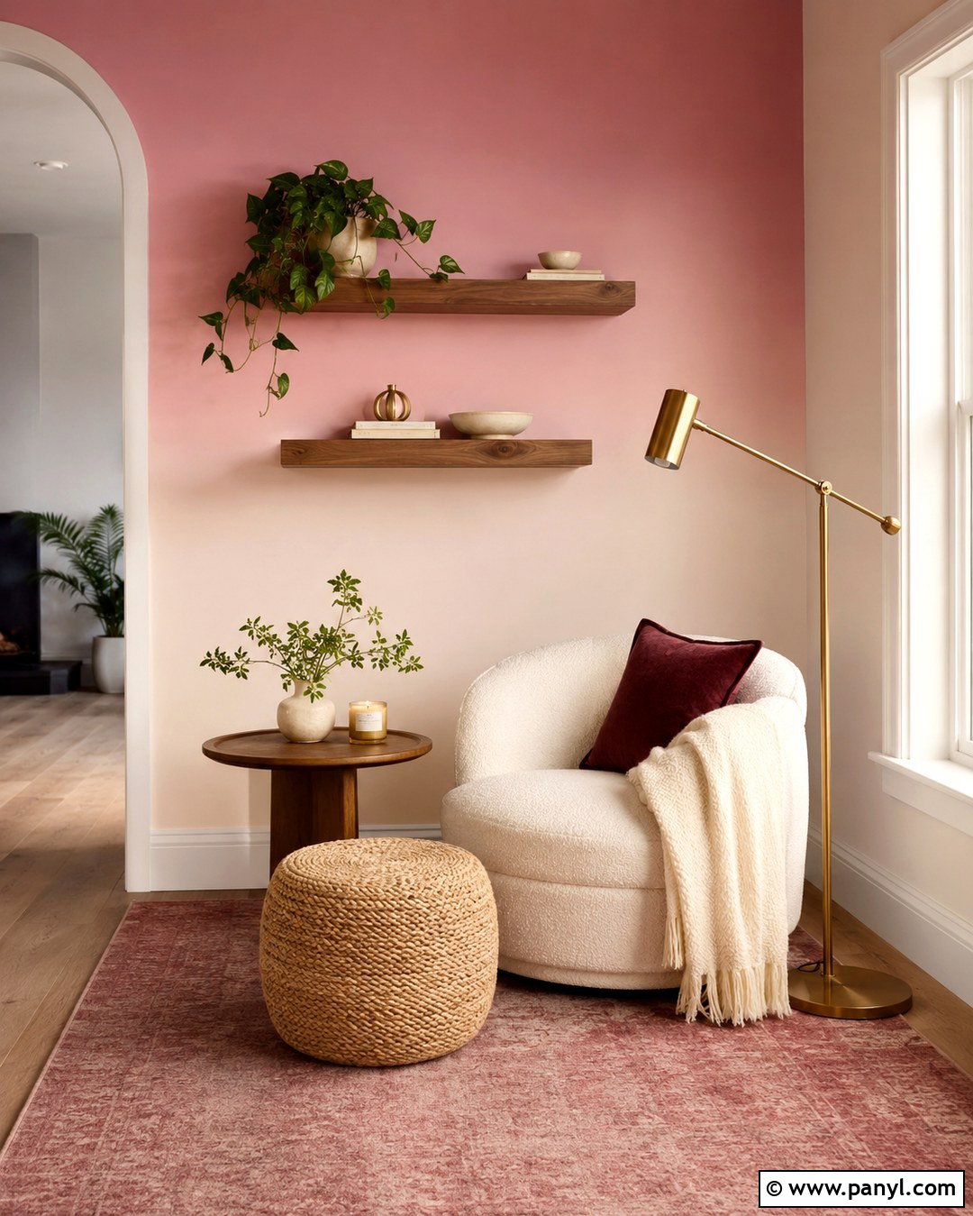 Pink Ombre Reading Nook Wall - 20 Ombre Pink Wall Ideas