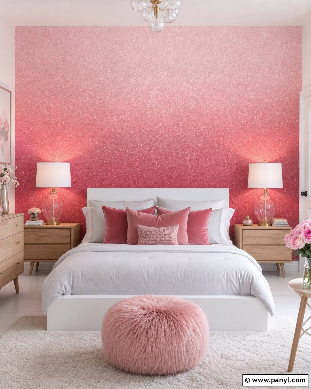 Pink Ombre Sparkle Bedroom Wall - 20 Pink Sparkle Paint For Walls