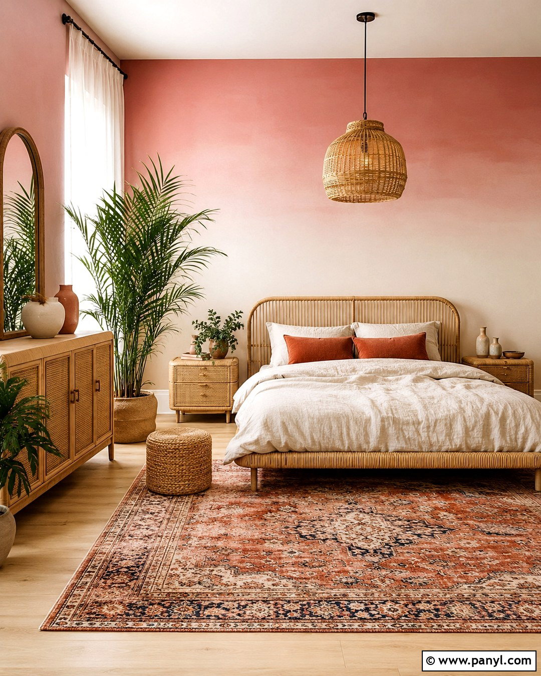 Pink Ombre Wall With Boho Decor - 20 Ombre Pink Wall Ideas