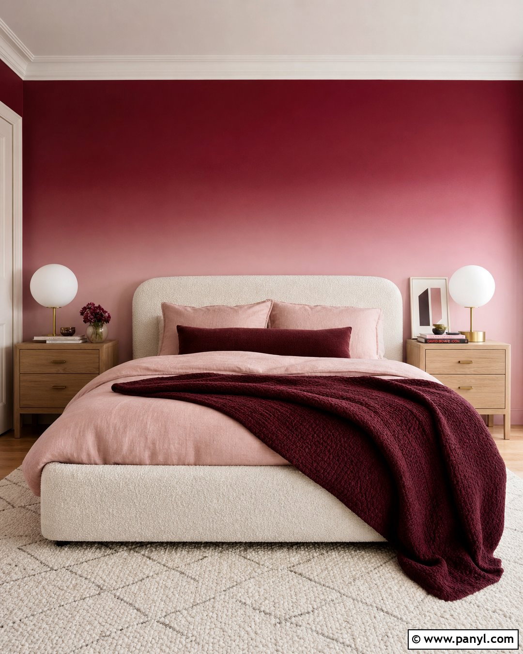 Pink Ombre Wall With Deep Red Base - 25 Pink And Red Wall Ideas