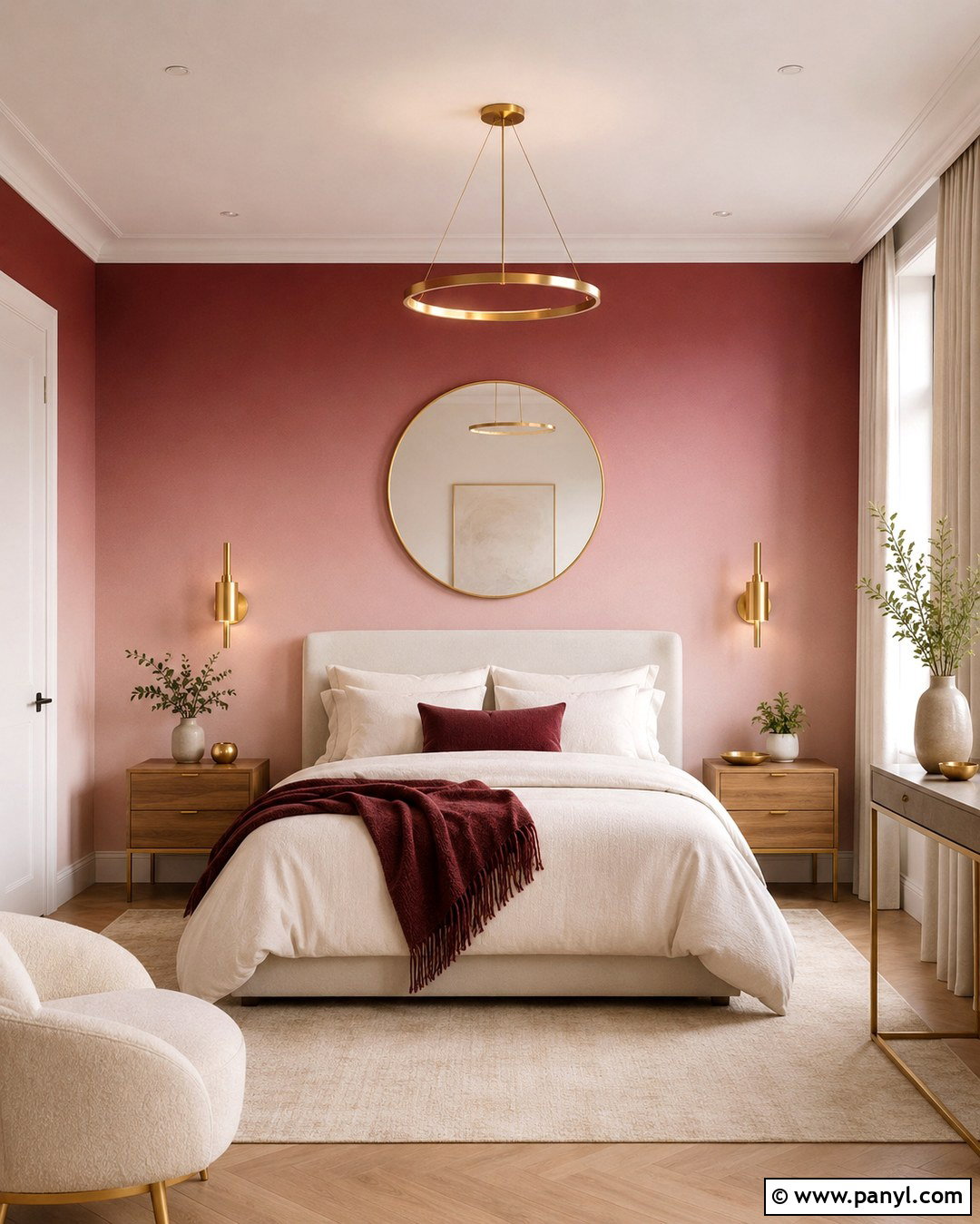 Pink Ombre Wall With Gold Accents - 20 Ombre Pink Wall Ideas