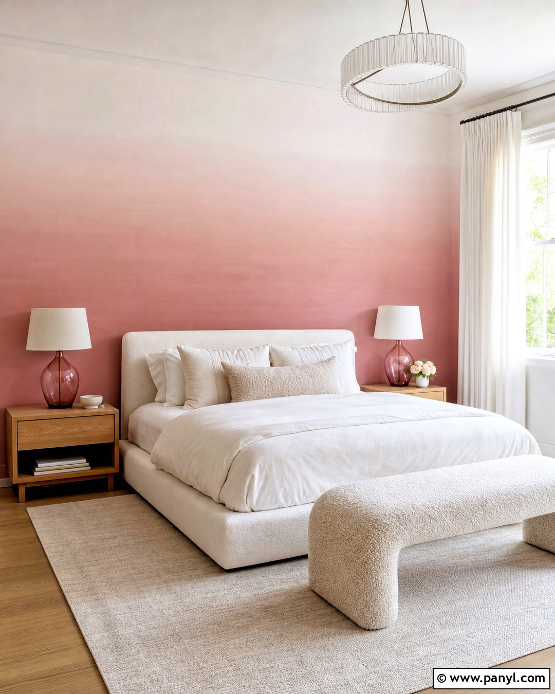 Pink Ombre Wall With White Decor - 20 pink and white wall ideas