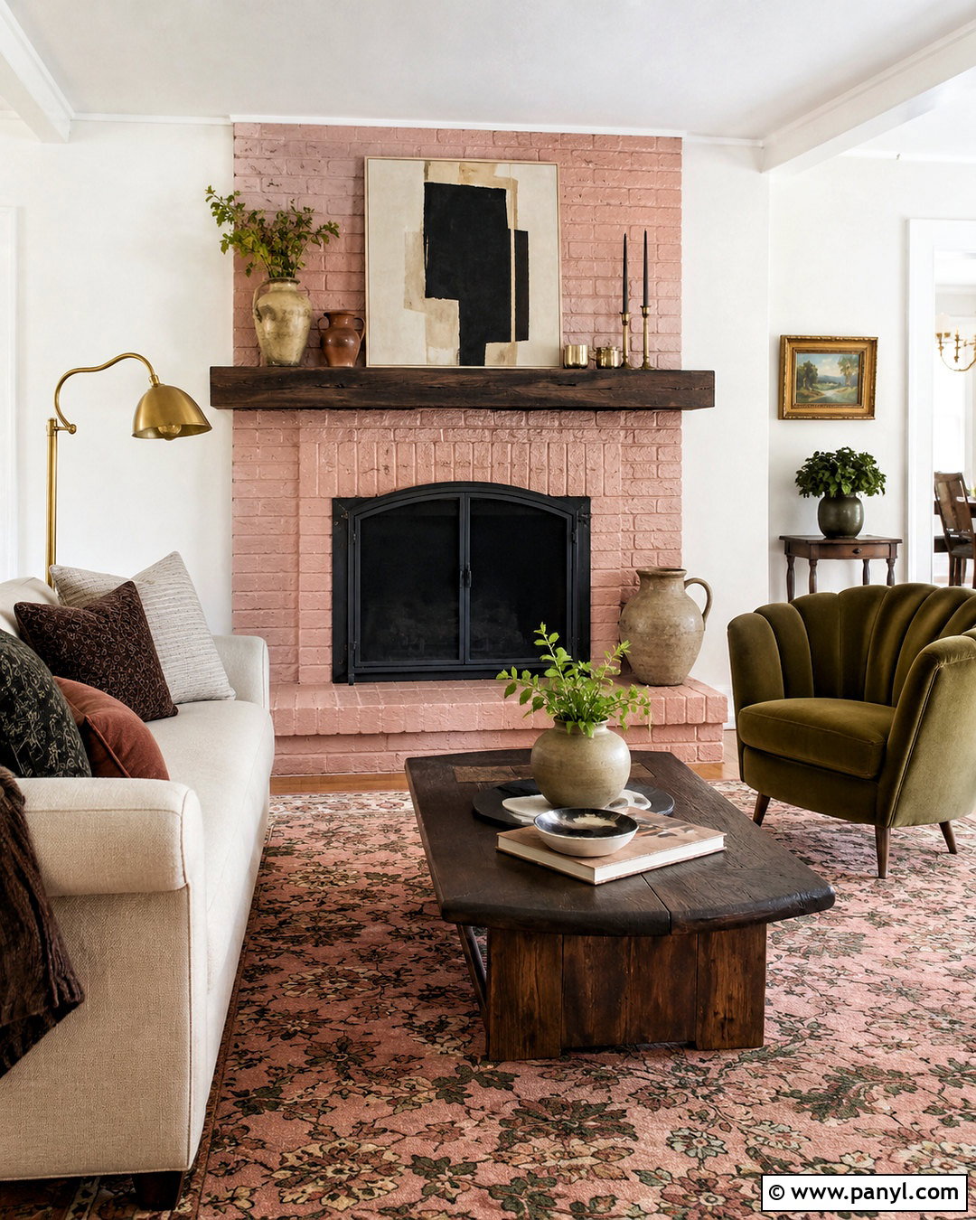 Pink Painted Brick Fireplace - 20 painted brick fireplace makeover ideas