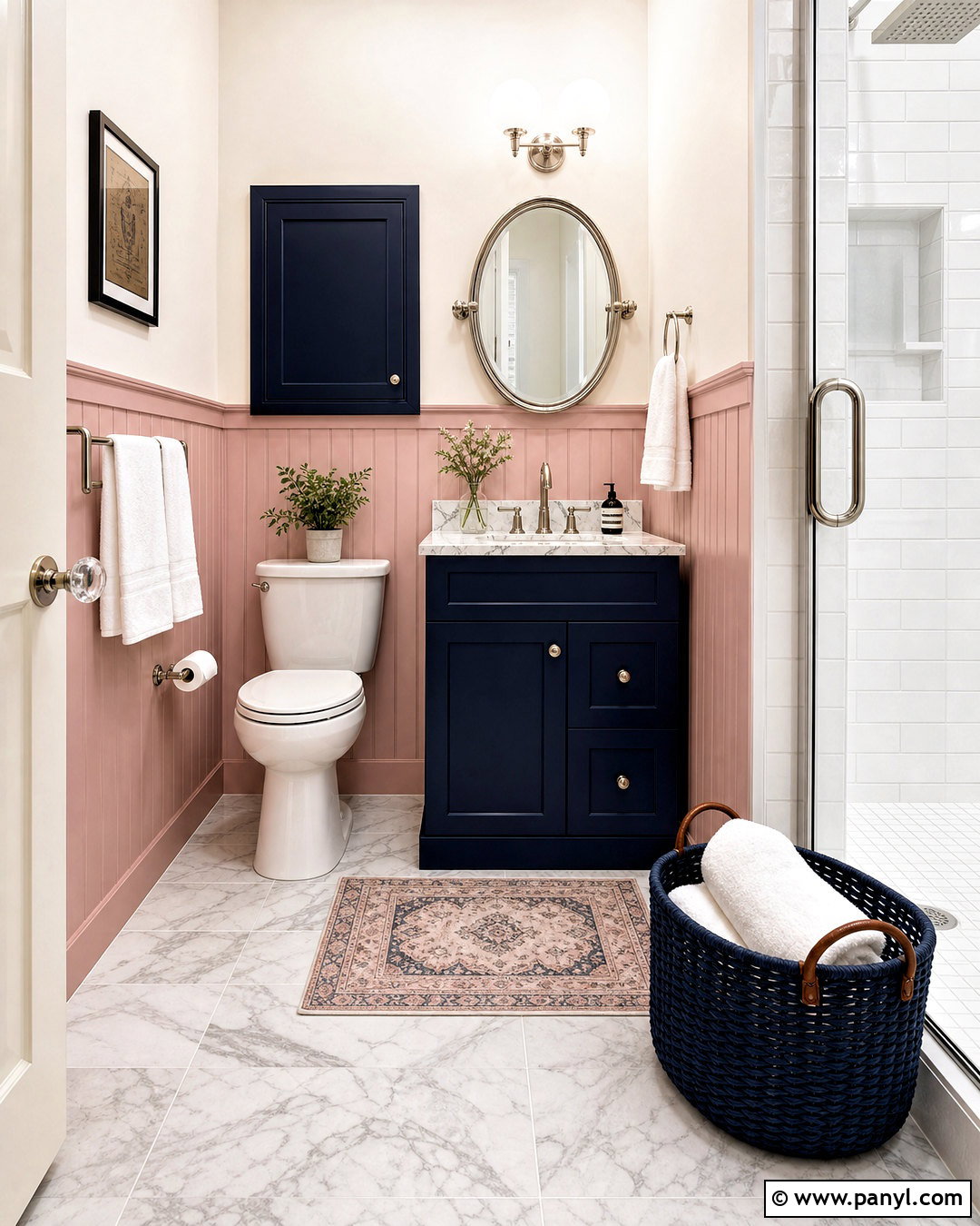Pink Paneled Bathroom - 20 small pink bathroom ideas