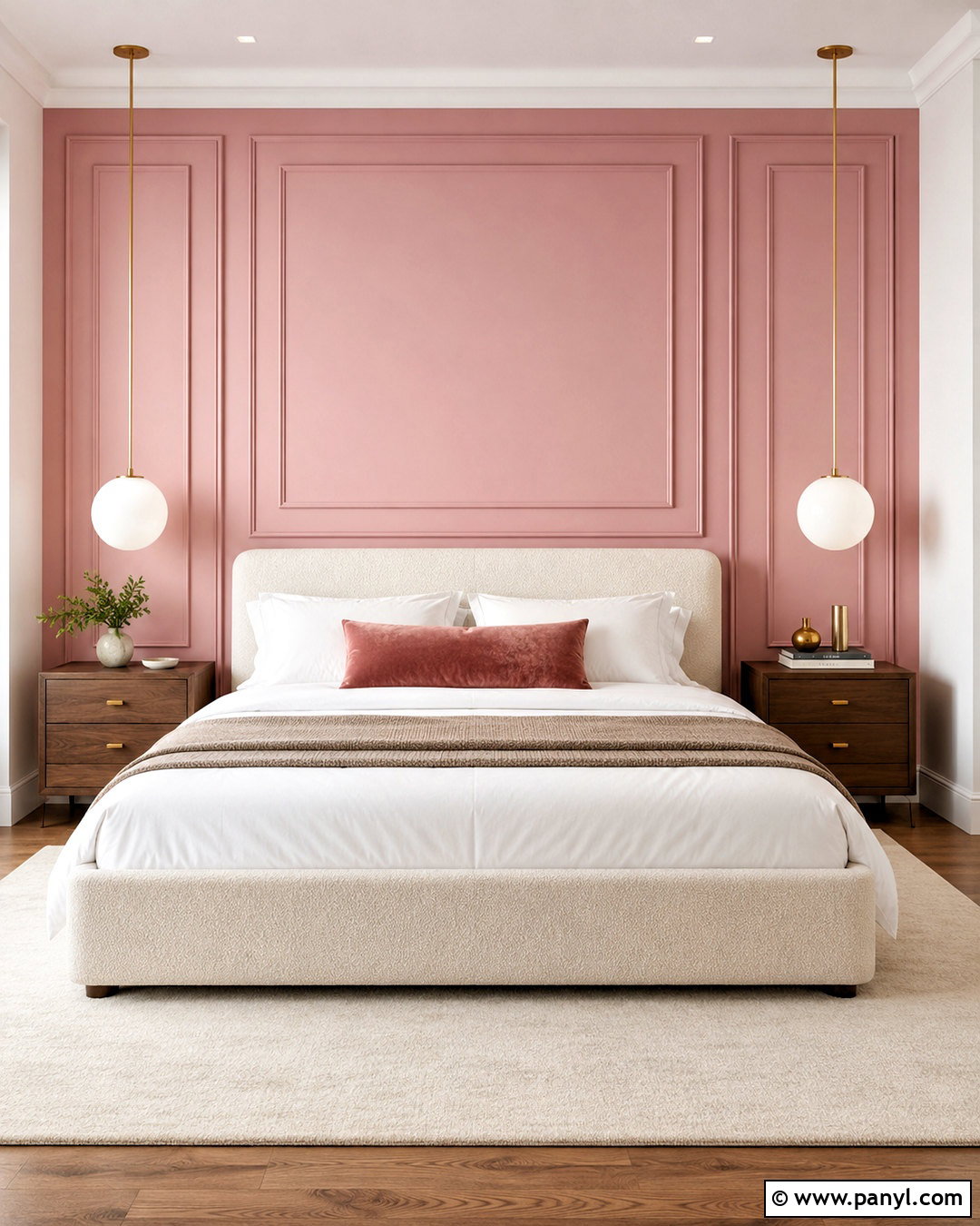 Pink Paneled Feature Wall - 20 pink feature wall bedroom ideas