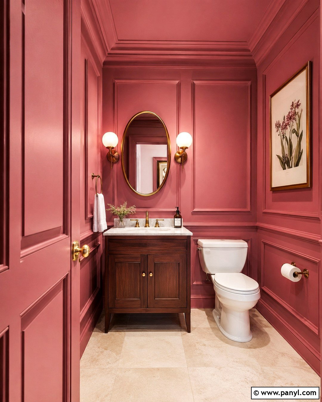 Pink Panelled Bathroom Wall - 20 Pink Panelled Walls