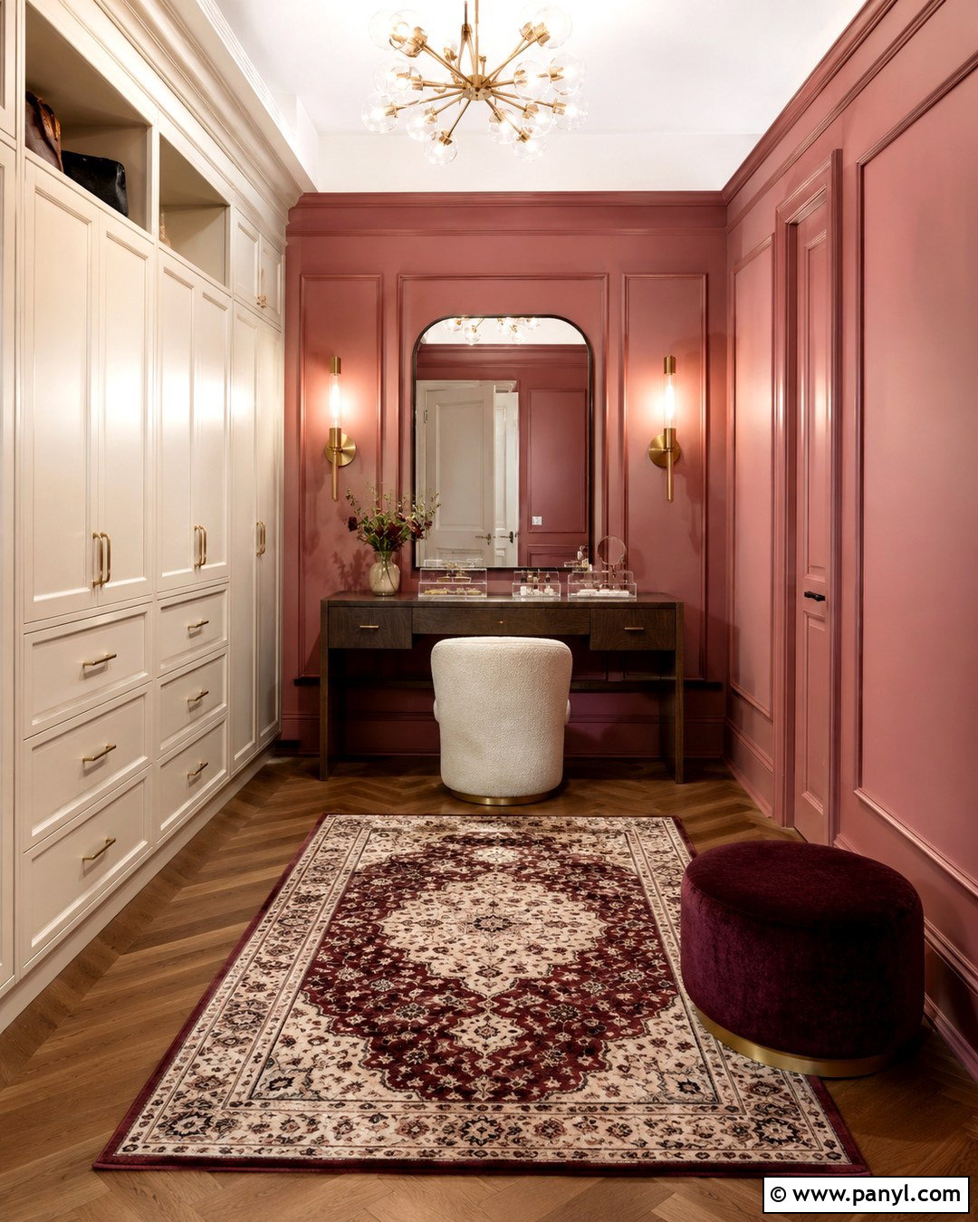 Pink Panelled Dressing Room Wall - 20 Pink Panelled Walls
