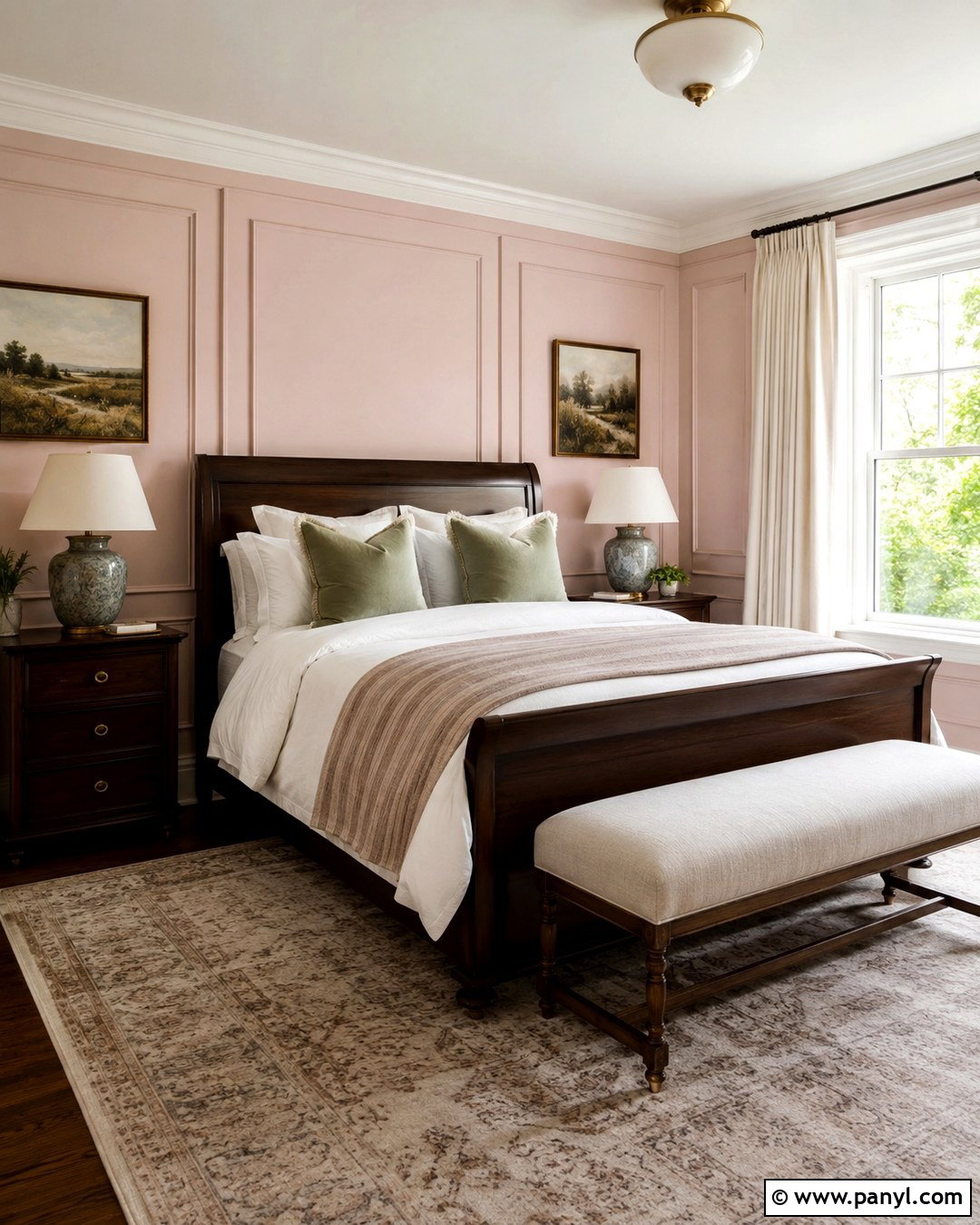 Pink Panelled Guest Bedroom Wall - 20 Pink Panelled Walls