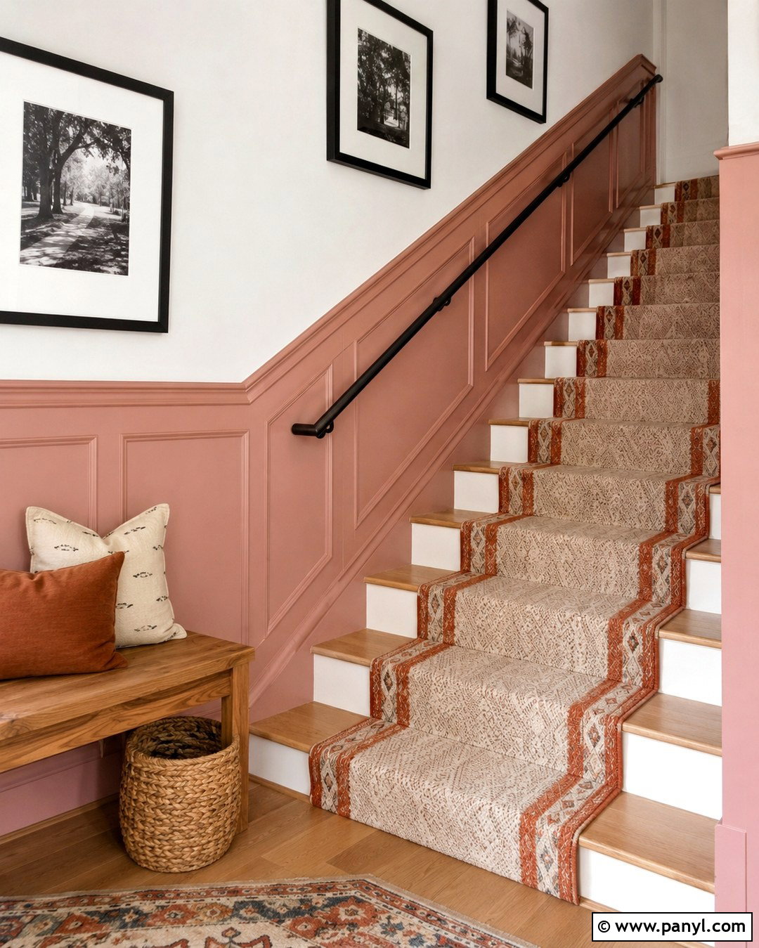 Pink Panelled Staircase Wall - 20 Pink Panelled Walls