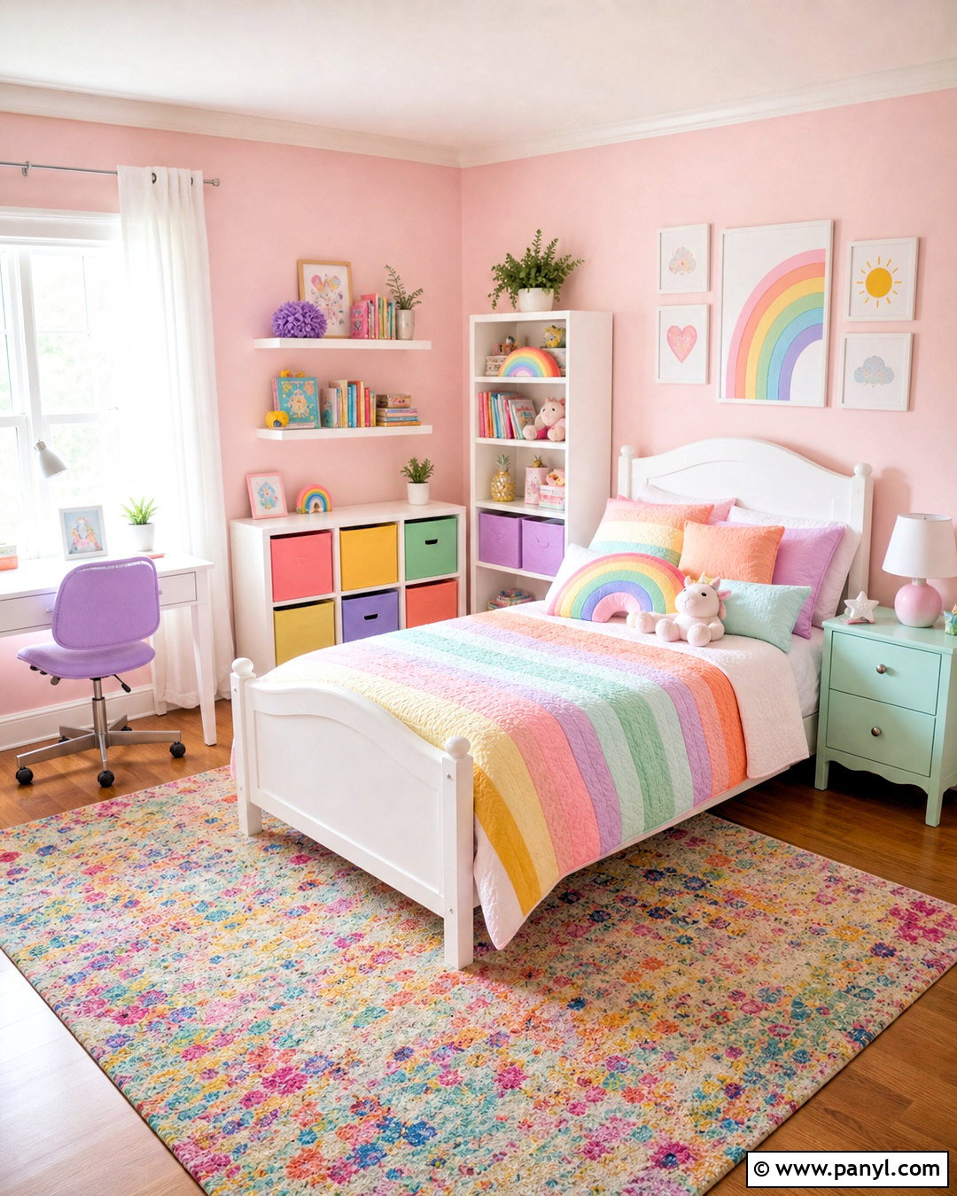 Pink Pastel Rainbow Girl Bedroom - 20 girl bedroom designs pink ideas