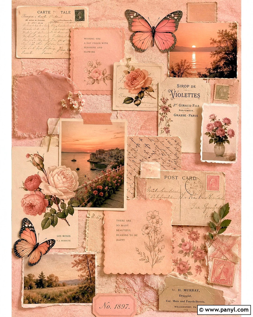 Pink Peach Vintage Collage Wallpaper - 20 pink peach aesthetic wallpaper ideas