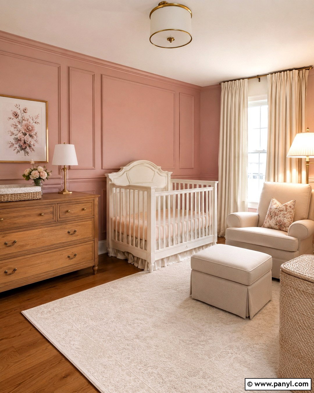 Pink Picture Frame Molding Accent Wall - 20 Baby Girl Nursery Pink Accent Wall Ideas