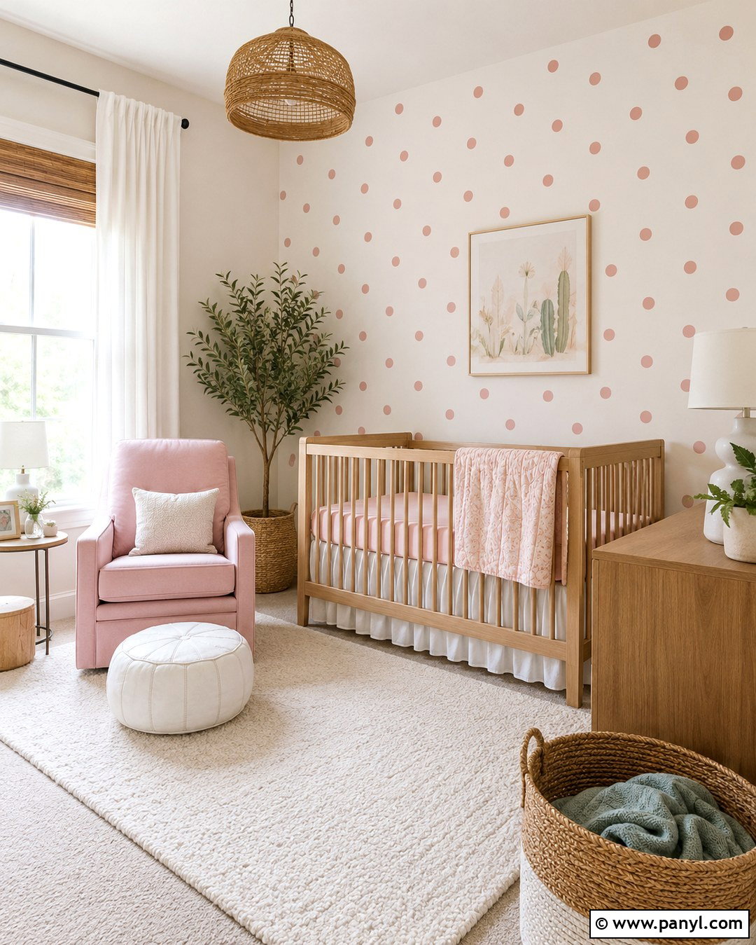Pink Polka Dot Accent Wall - 20 Baby Girl Nursery Pink Accent Wall Ideas