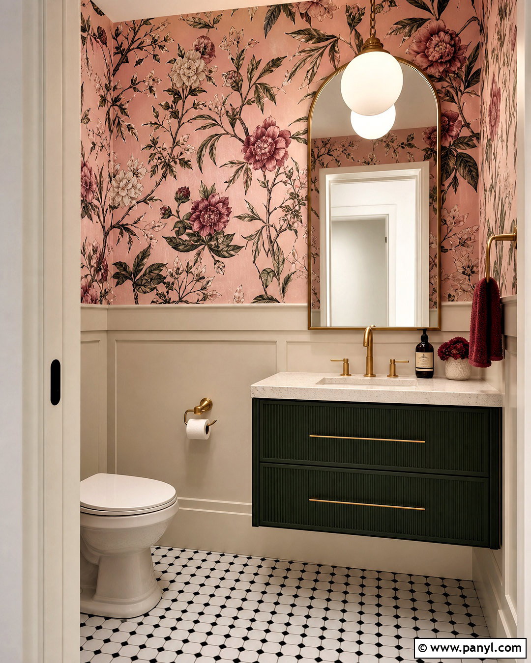 Pink Powder Room With Wallpaper - 20 modern pink bathroom ideas