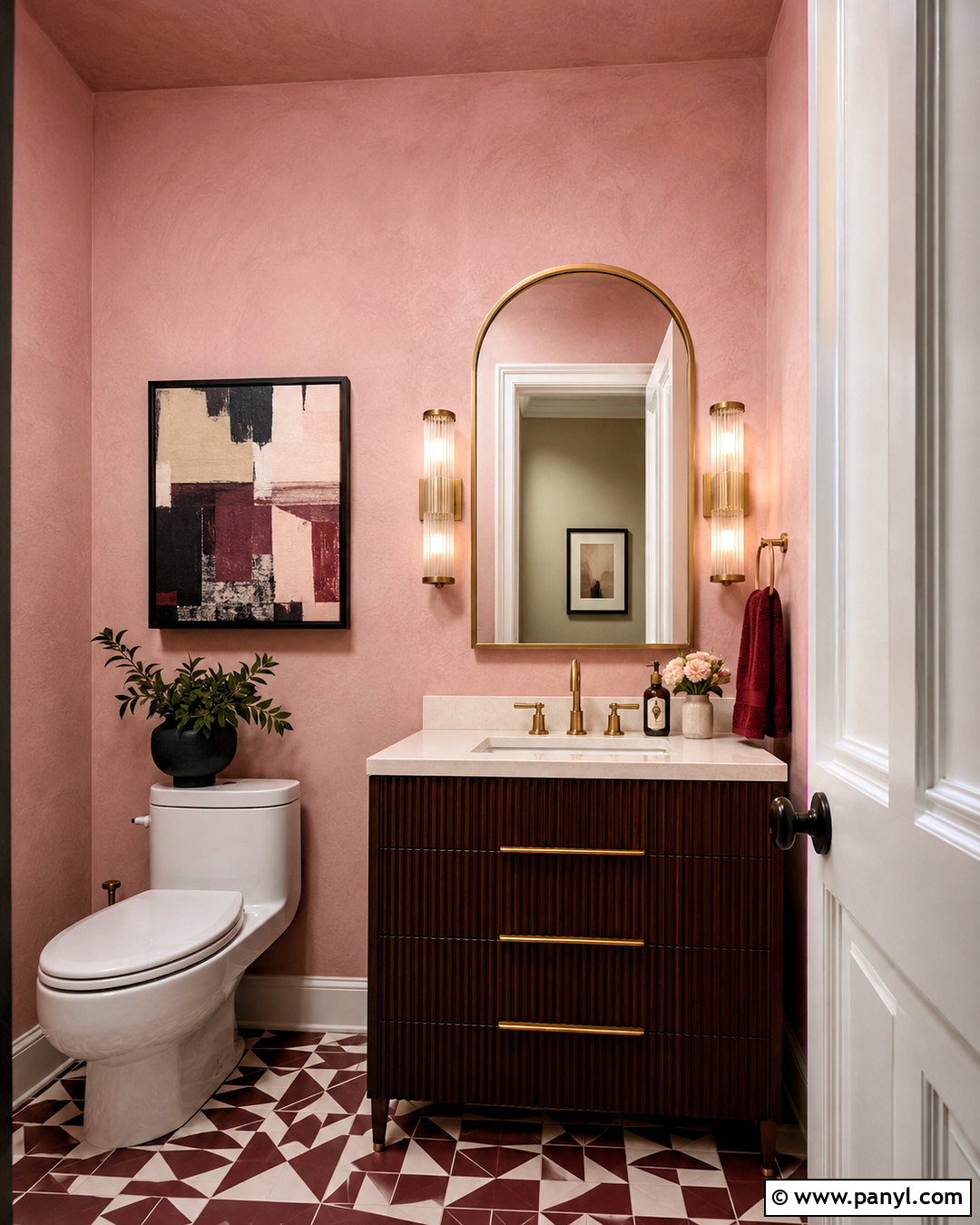 Pink Powder Room - 20 powder room bathroom ideas