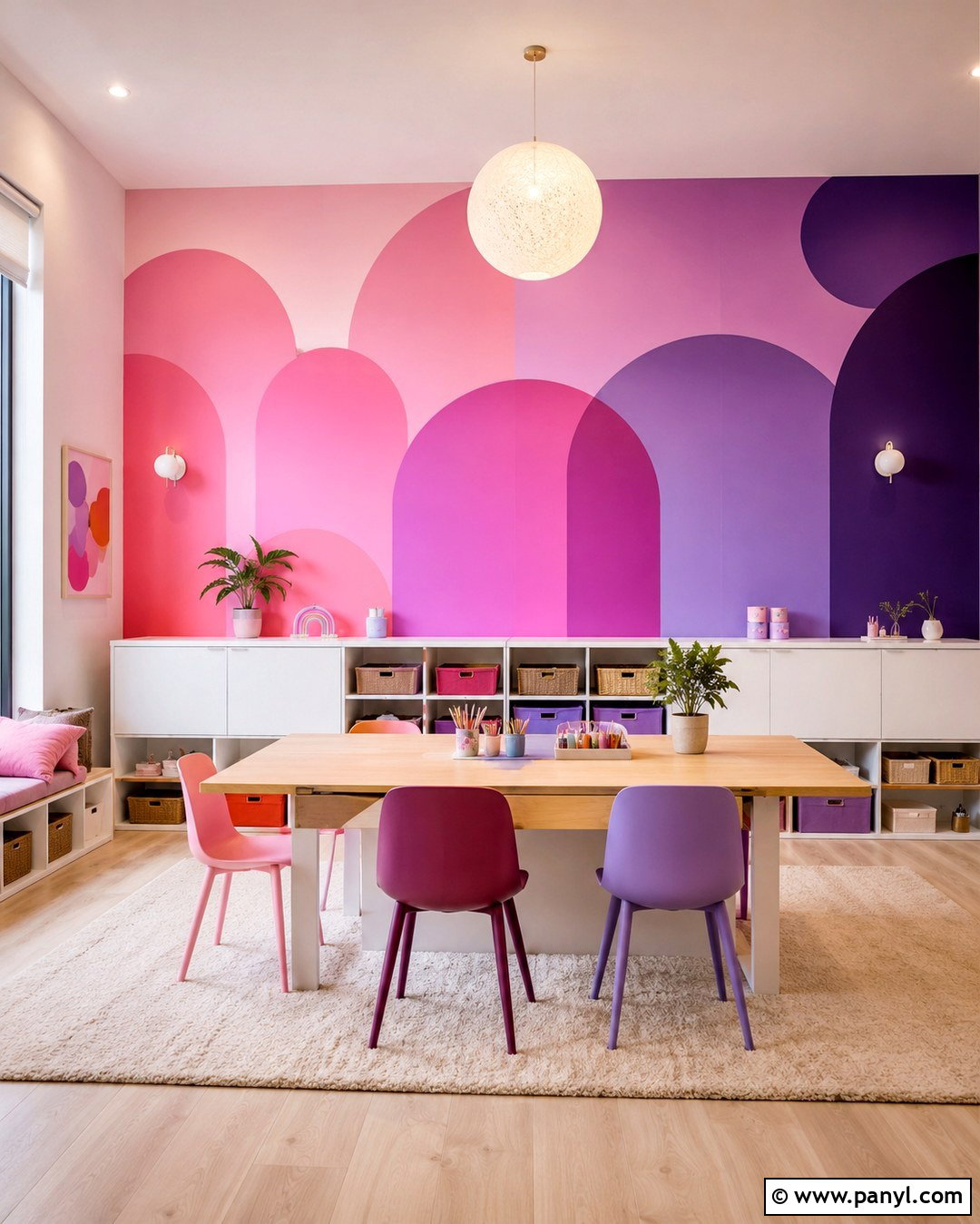 Pink Purple Ombre Geometric Wall - 20 Pink And Purple Ombre Wall Ideas