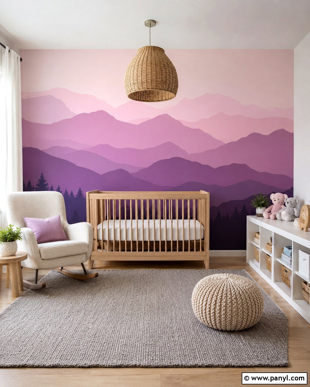 Pink Purple Ombre Mountain Wall - 20 Pink And Purple Ombre Wall Ideas