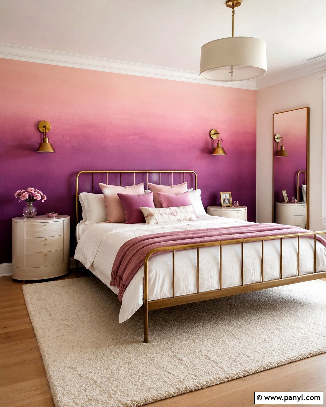 Pink Purple Ombre Wall With Gold Accents - 20 Pink And Purple Ombre Wall Ideas