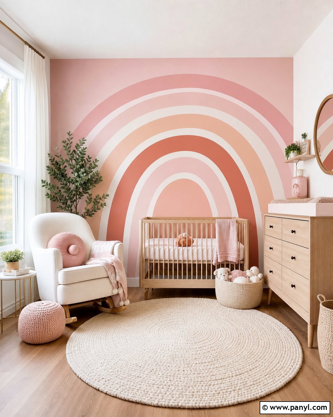 Pink Rainbow Nursery Mural - 20 Accent Wall Nursery Girl Pink Ideas
