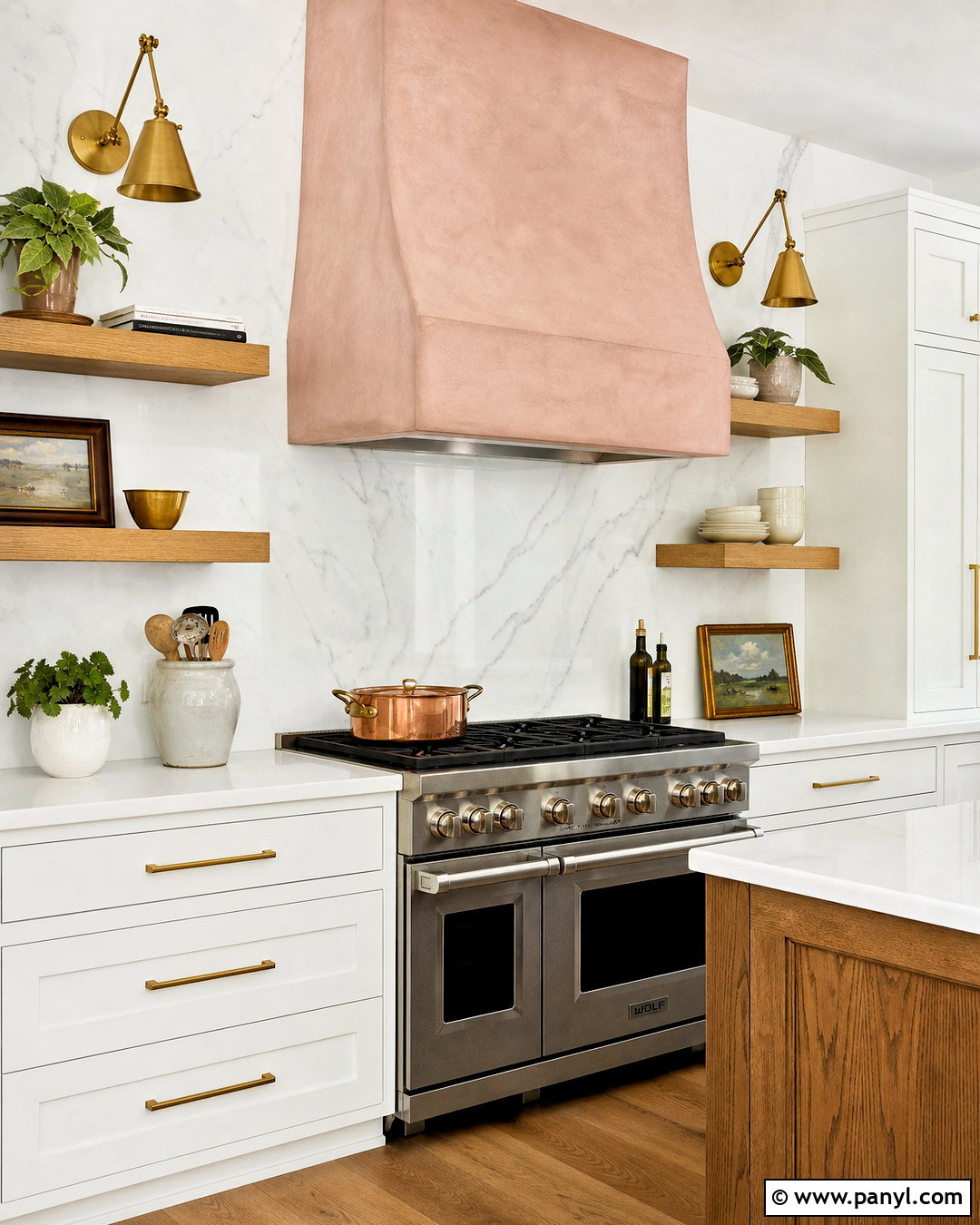 Pink Range Hood In A White Kitchen - 20 white and pink kitchen ideas